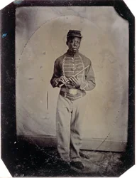 Particular John Goosberry, Companhia E, 54ª Regimento de Infantaria, c.1865 (foto em estanho)